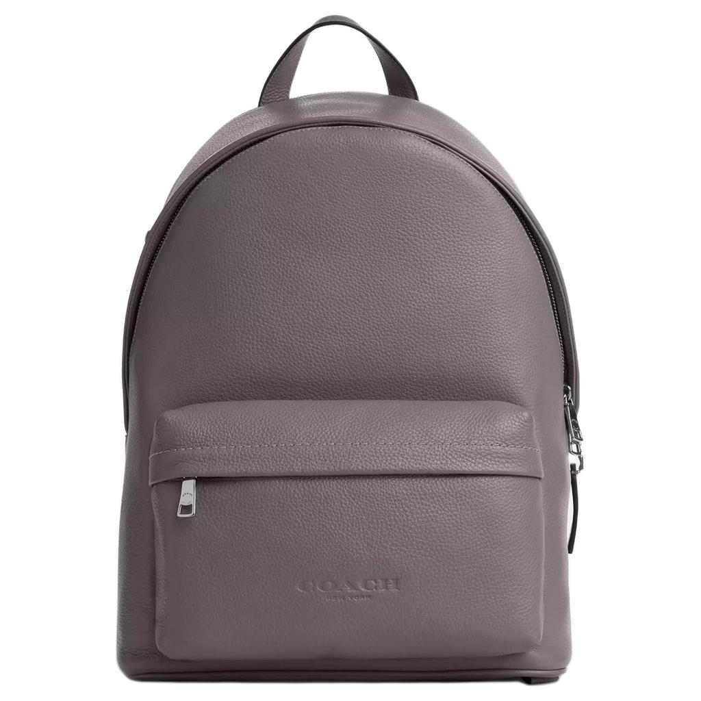 Coach 30 Zipper Closure Pebble Leather Backpack Large Men Backpack Silver Graphite CDX93-SVGP