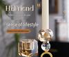 Champagne Modern Crystal Candlestick: Elegant Metal Candle Holder & Decorative Home Ornament