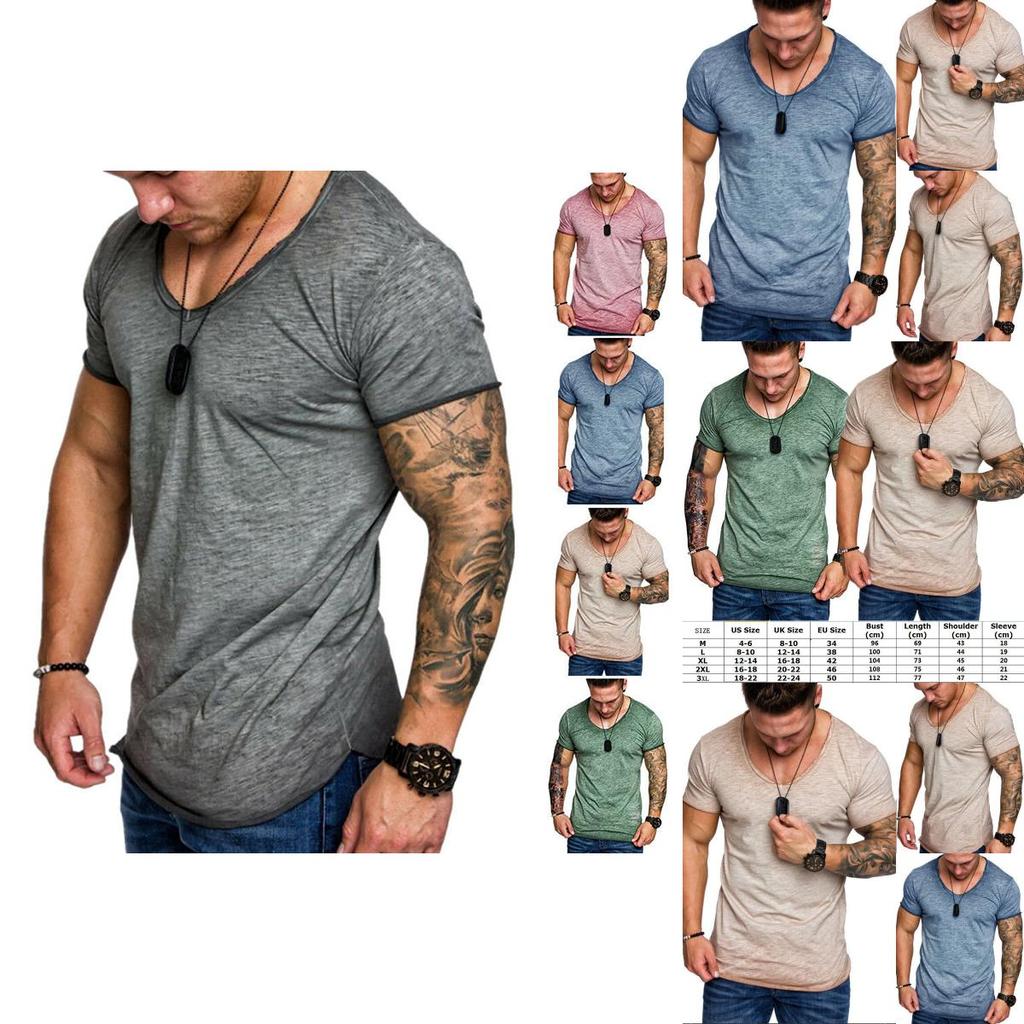 Fashion Men's Casual Tops V-neck T-shirt With Slim Fit And Premium Cotton Blend