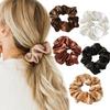 New Satin Scrunchie Set: Solid Color Fabric Hair Ties & Headband Collection
