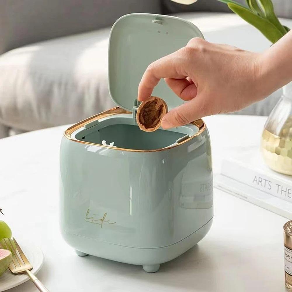 Press Open Lid Car Trash Bin Large Opening Desktop Paper Basket Mini Waste Bin  Living Room