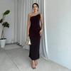 2025 Summer European & American Style One-Shoulder Slimming Long Dress for Women - Sexy, Elegant Fit