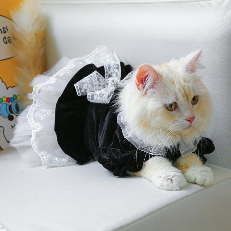 Dog Costume Dress Cat Clothes Cute Clothing Outfits Small Animal Lace Decors Apparel for Girl Cat Puppies Small Dogs