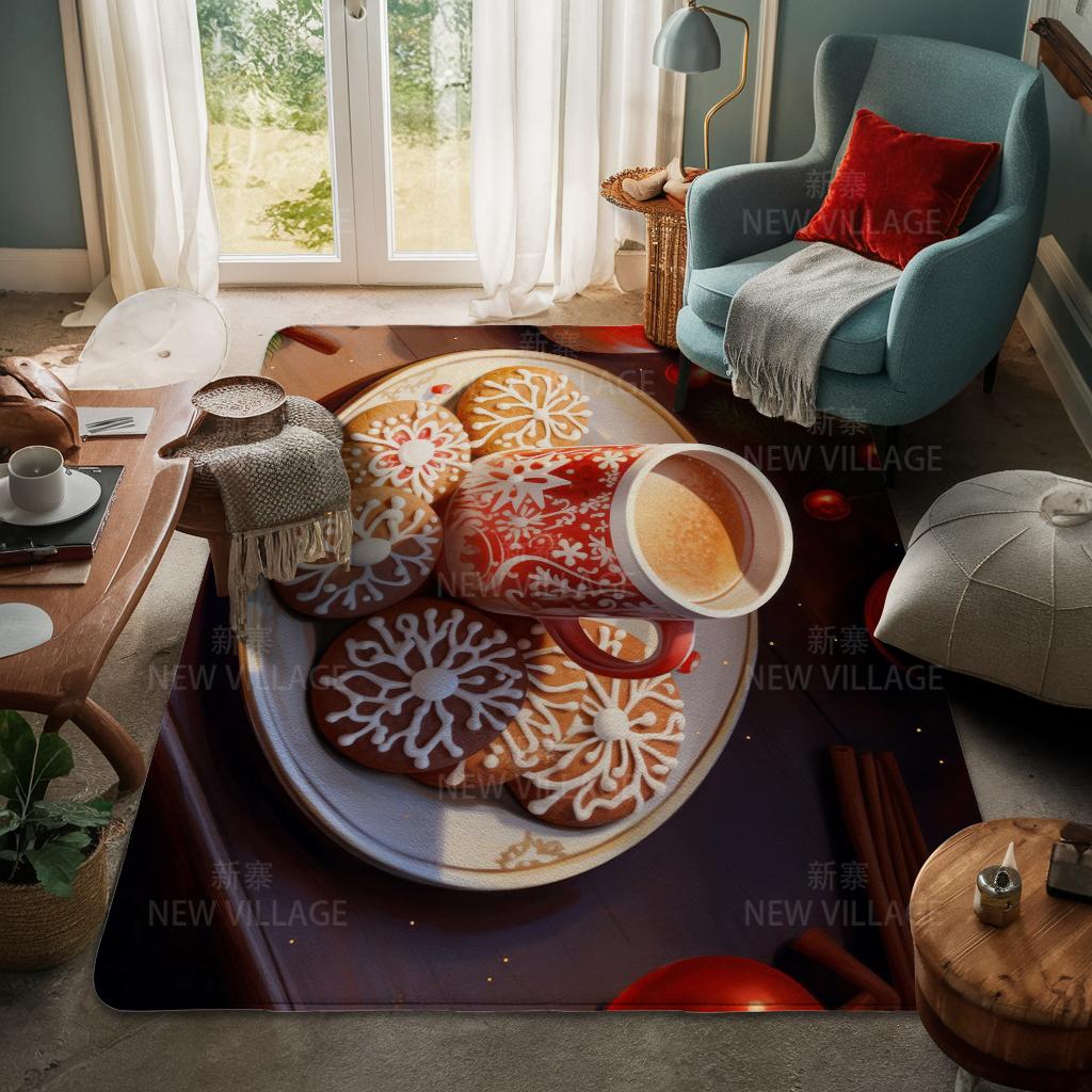 House Entrance Carpet Home Door Mat Living Room Bath Foot Bathroom Non-slip Water Absorption Rugs Bath Merry Christmas Winter