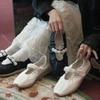 Fashion Retro Pearl Mary Jane Ballet Flat Shoes Women's Spring Autumn New Style Sports Casual Leather Dequanyi Rubber Bottom