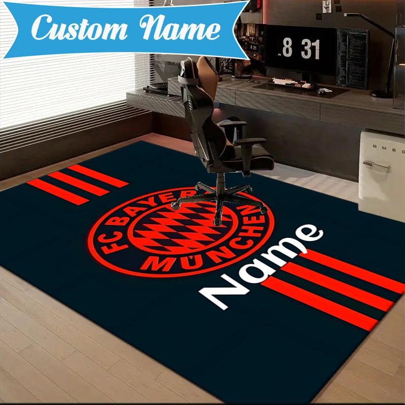 Custom Name Munich Crest Rug Game Carpet, Floor Mat for Bedroom Living Room Entryway Rug, Home Decor Idea Gift for Christmas birthday