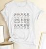 Women's round Collar Short Sleeve T-shirt INS Fashion Mathematical Formula Print Casual Summer Top Polyester Fabric