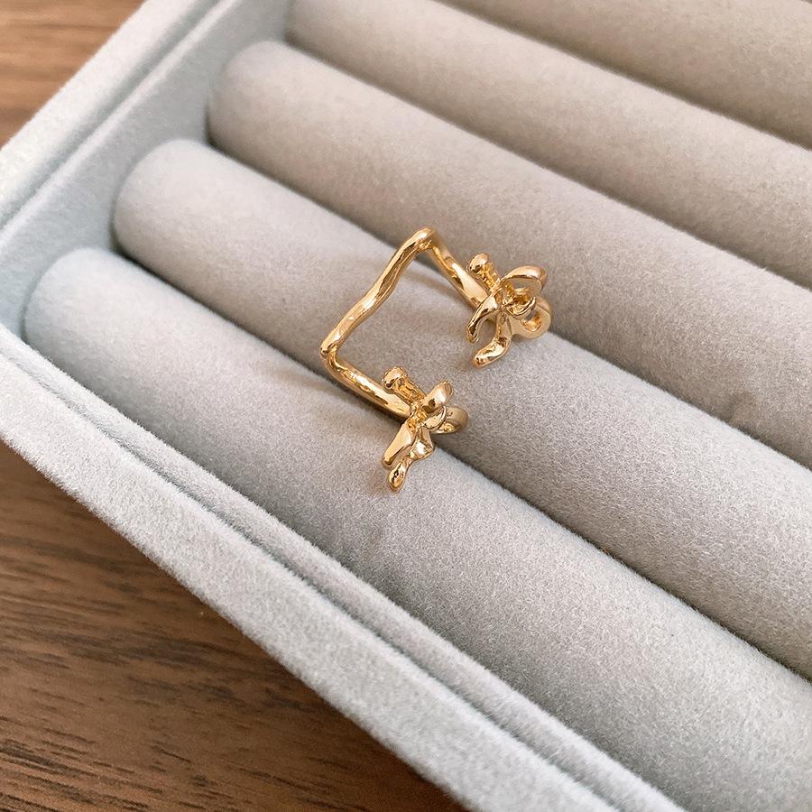 

Bow simple double-layer fashion earclip niche design earrings light luxury high-end earrings design niche