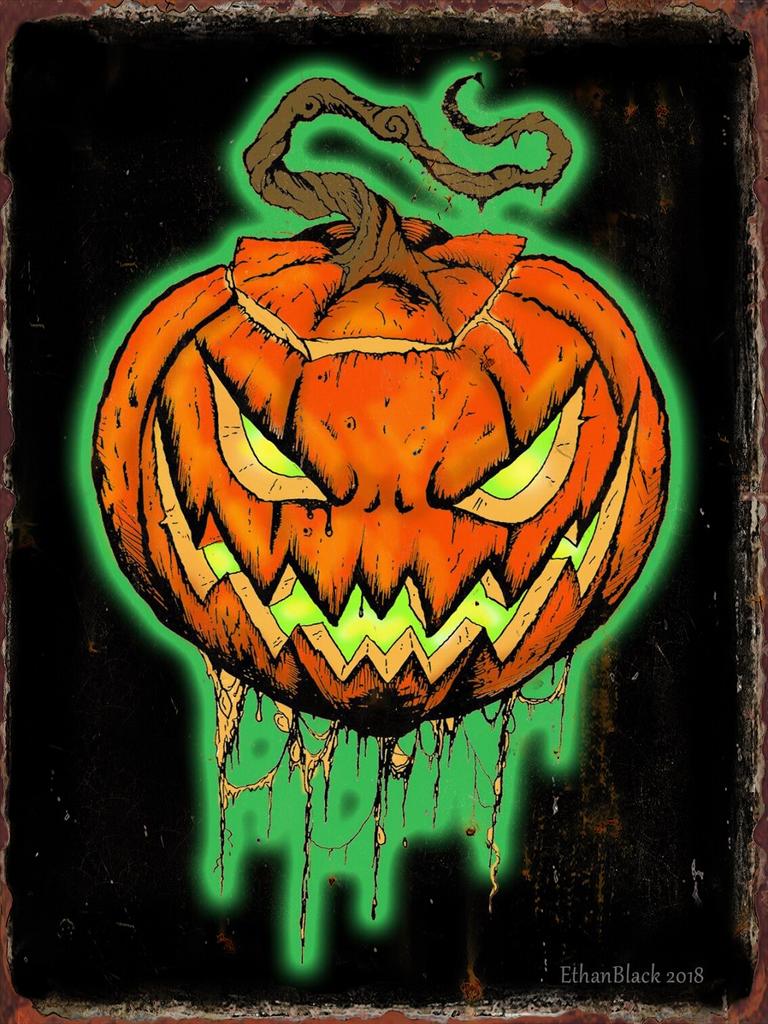 Halloween-Horror-Kürbislaternen-Metallschilder mit Hexenmuster, Wanddeko-Plaketten für Wohnzimmer, Festivaldekoration