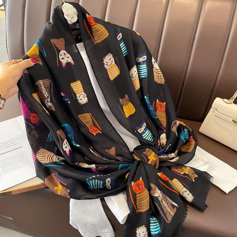 

Женский шарф с животным принтом Хиджаб Мягкий хлопковый шаль и накидка Tessale Женский фуляр Дизайнерская пашмина Бандана Головной платок