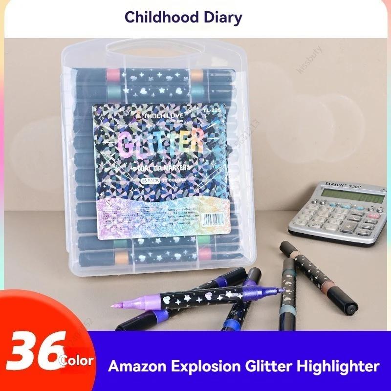 24/48/72/96 Colors Dual Brush Tip Glitter Art Markers Metallic Paint Marker Pens DIY Crafts Birthday Cards, Making Poster, Album