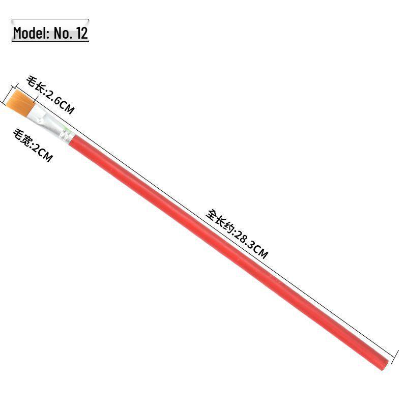 Red Handle Nylon Flat Brush Set for Oil, Acrylic, Watercolor & Gouache