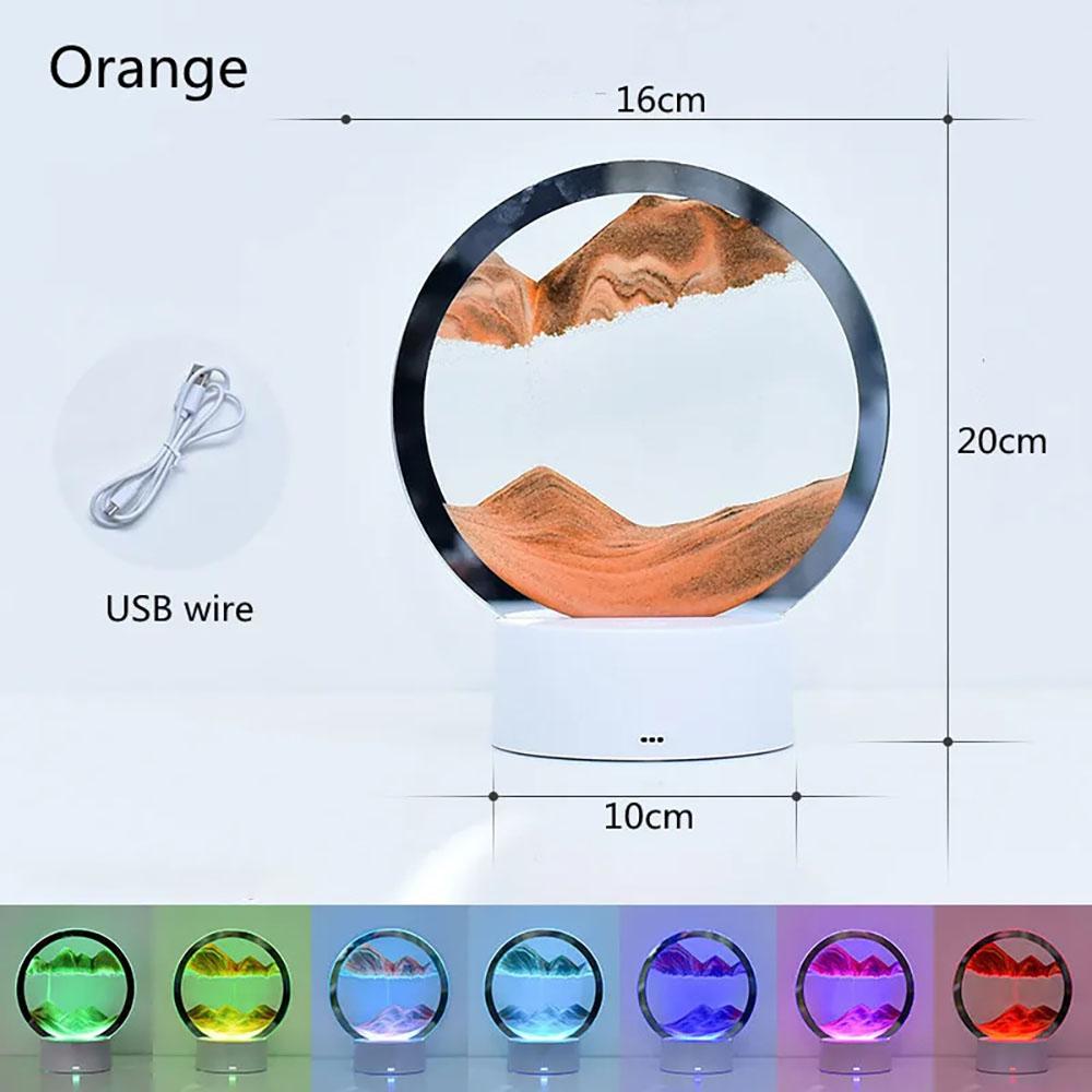 3D Treibsandlampe Atmosphärenlicht Ornament Kreatives Geschenk Sanduhr USB Nachtlampe Tischlampe Büro Firma Schlafzimmer Dekoration