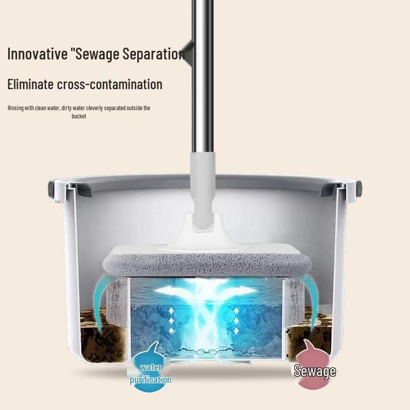 Hands-Free Spin Mop & Bucket with Efficient Dirt Separation and Water Absorption