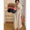 Women's Winter Coral Fleece Jacquard Long Robe Pajamas with Pockets