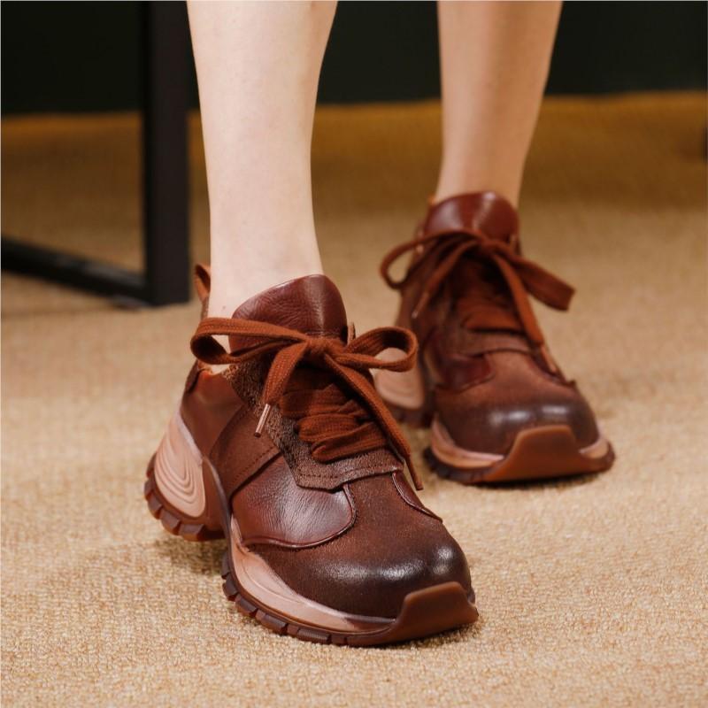 Fashion GKTINOO Genuine Leather Lace Up Casual Women's Shoes Autumn 2025 New Sports Style Flat Versatile Four Season Shoes