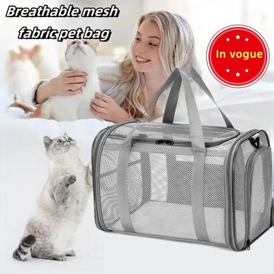 Faltbarer Katzen-Tragetaschen-Rucksack, Tragbare Atmungsaktive Haustier-Reisetasche Mit Netzfenster Für Kleine Katzen