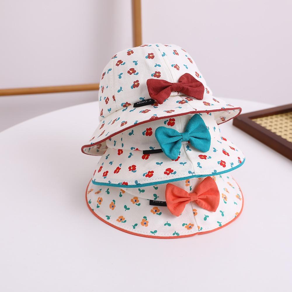 Bowknot Flower Bucket Cap Korean Style Children's Fisherman Hat Baby Shading Hat  Spring/Summer
