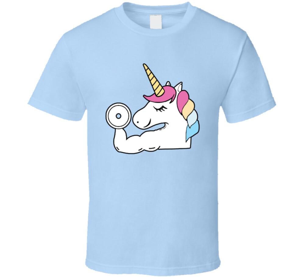 Weigtlifting Unicorn Dumbells Workout T Shirt Mens Womens Tees Top