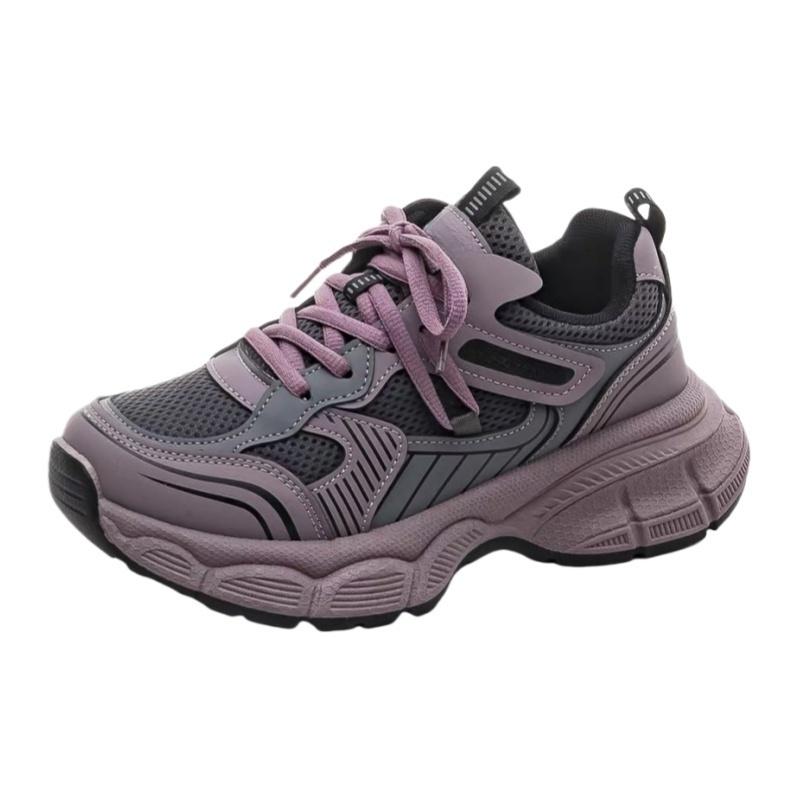 Fashion New Autumn Style Comfortable and Fashionable Sports Shoes Round-toe Lace-up Casual Thick-soled Heightening Mesh Women's Shoes