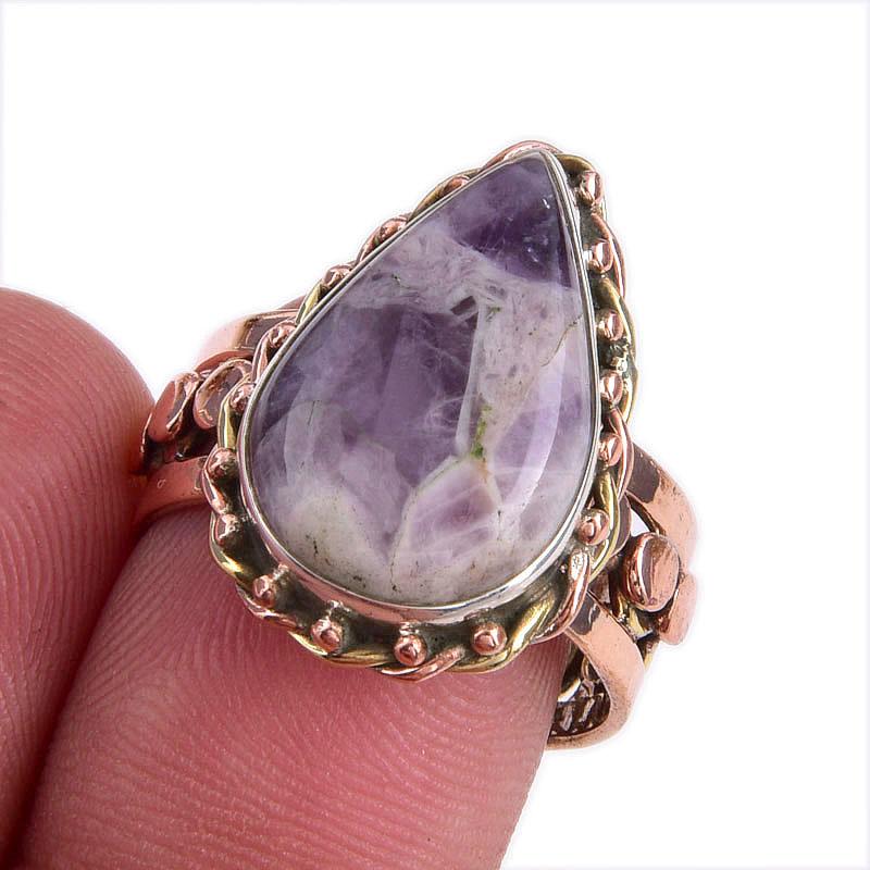 

Natural Tiffany Stone Gemstone Two Tone 925 Sterling Silver Gift Ring S.8 H3l59