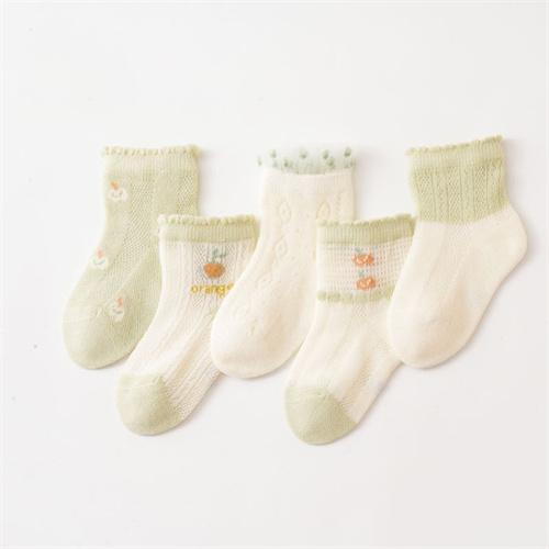 5Pairs/set Children's Socks For Girls Boys Summer Thin Cotton Kids Mesh Baby Socks For Infant Cartoon Sock 0-8Years