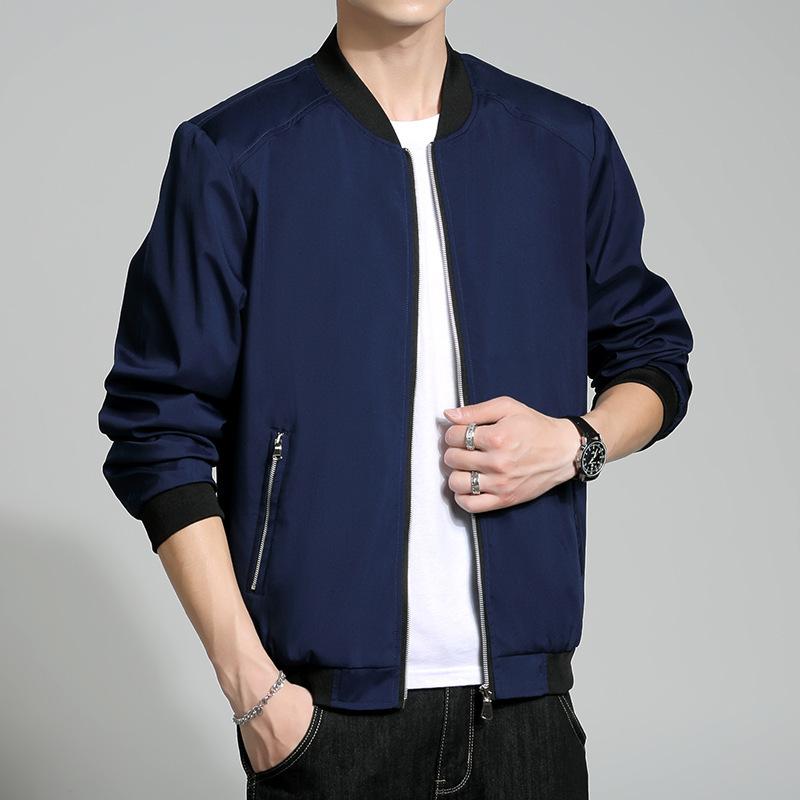 Frühling und Herbst Einfarbig Trendmarke Baseballuniform Herren Werkzeugjacke Herren Studenten Freizeitjacke Herrenjacke Baseballuniform