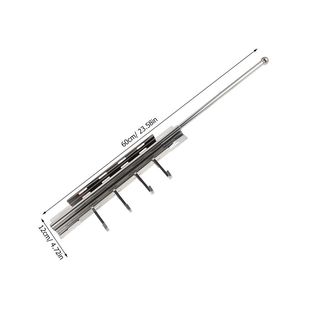 Heavy Duty Telescopic Pull Out Closet Rod Adjustable Slide Out Hanging Rail for Garments Trousers Scarves Handbags Space Saving