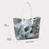 Marble Skull Print Tote Bag Trendy Cool Shoulder Bag Stylish Casual Daily Carry Bag