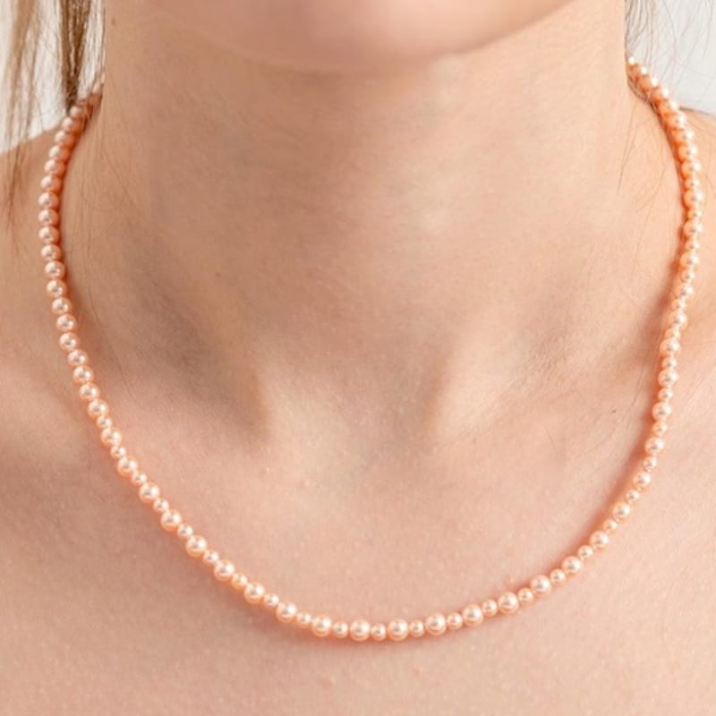 Cerabonito Magnet Perlenkette_ Pfirsich 3&4mm MIX(39 cm)