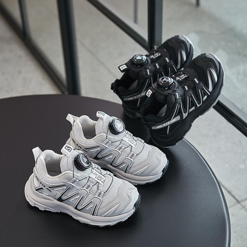 Children's Sports Shoes 2025 Spring New Boys Mesh Dad Shoes Breathable Casual Shoes Rotating Button Girls Shoes