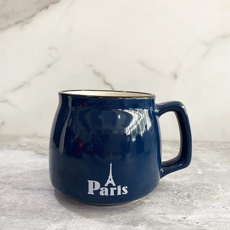 Creative Ceramic Cup With Lid And Spoon Milk Cup Day Breakfast Cup Coffee Cup Customization