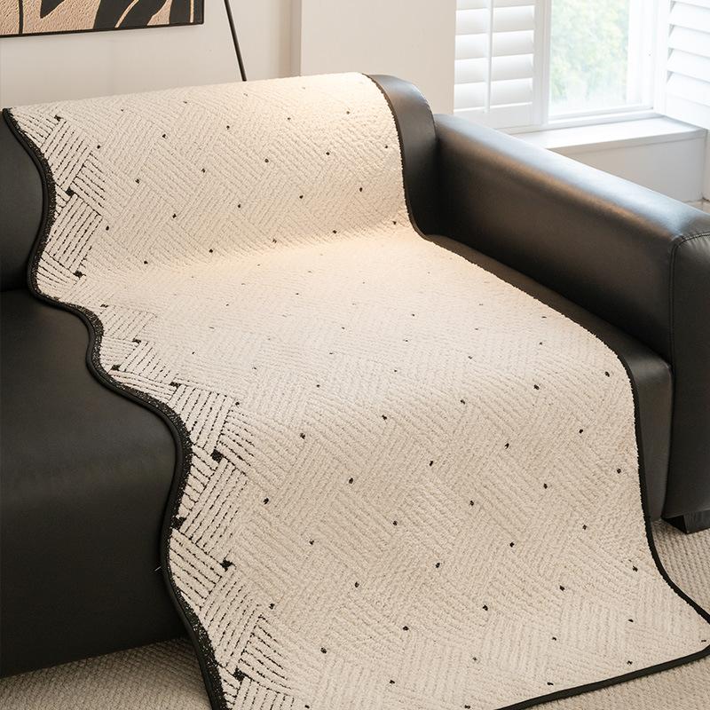 Light Luxury High-End Sofa Cushion  New Four-Season Universal Fixed Non-Slip Special-Shaped Straight-Breasted Leather Sofa Cover