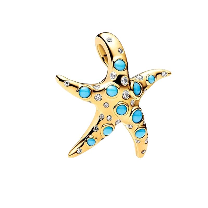 Sparking Gold Plated Charm Beads Dangle Original Snake Fit Copper Bracelet Necklace Beads For Diy Jewelry Women Gift