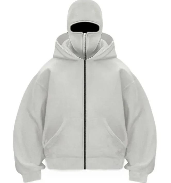 Unisex Fleece-Lined Double Hood Cardigan - Autumn/Winter Fashion