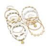 9-piece Bohemian Style Oil Drop Daisy Pendant Bracelet, Multiple Layered Soft Ceramic Flower Imitation Pearl Bracelet Set