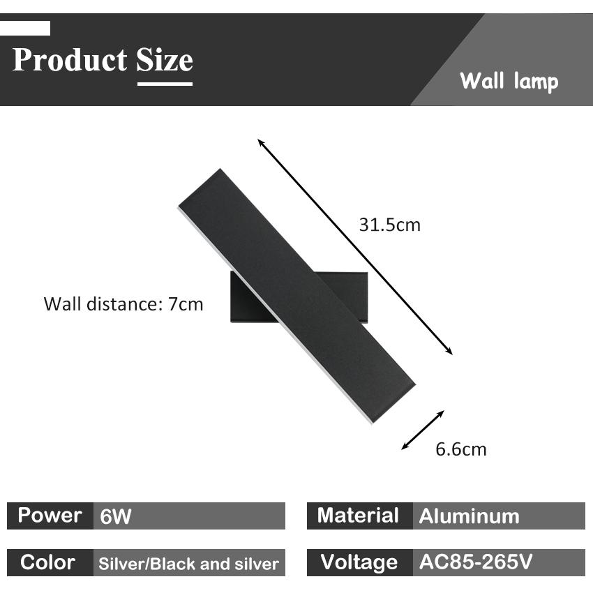 Aluminum LED Wall Lamp, Indoor Decoration, Modern Wall Light, 7W