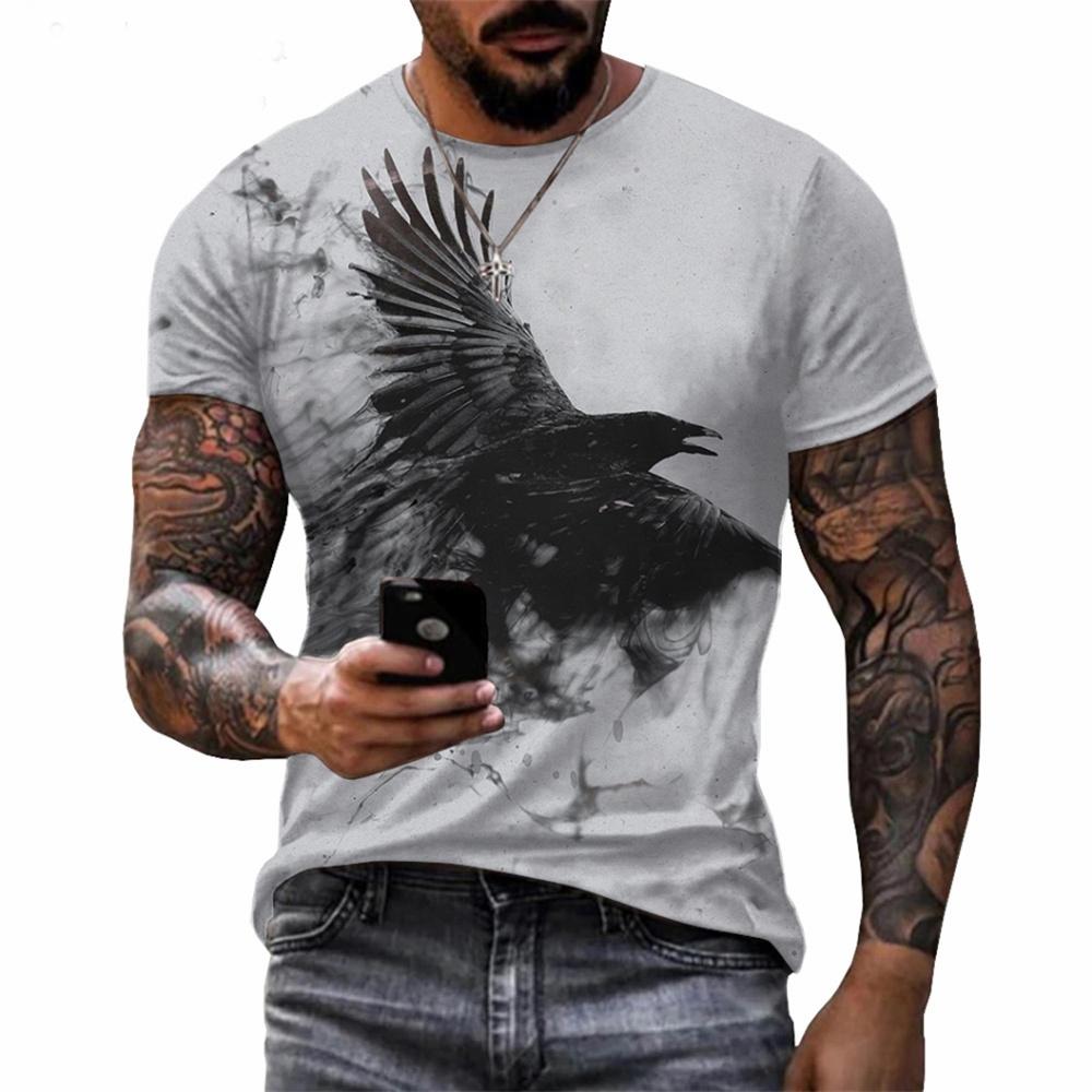 Gothic Crow Print Men's Shirts Fashion 3D Crow Graphic Woman T-shirts  for Men Short Sleeve Tee Kids Tshirt