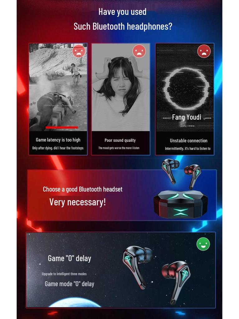 TWS-A10 Bluetooth Wireless Earphones for Gaming and E-sports