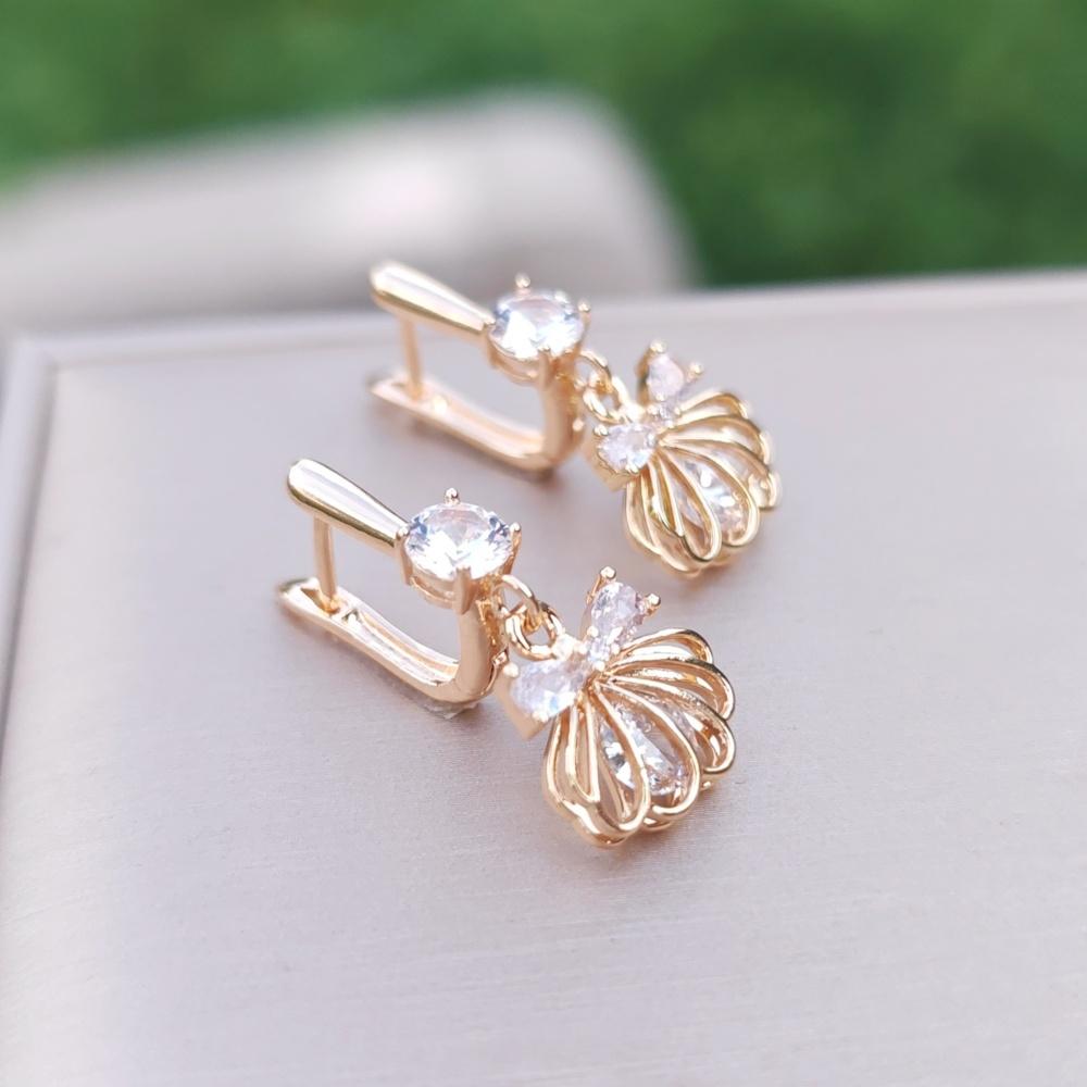 1 paire de boucles d'oreilles pendantes en forme de nœud creux en zircon pour femmes, bijoux quotidiens, accessoires de fête
