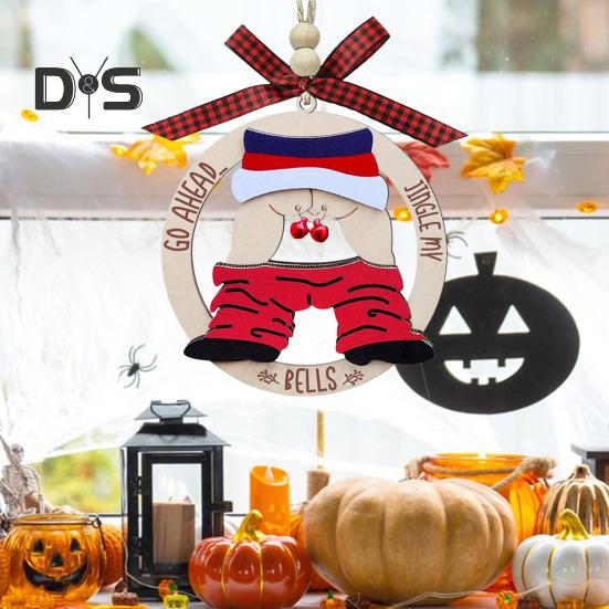 1/3Pcs Funny Christmas Ornaments Wooden Naughty Ugly Xmas Tree Hanging Sign Inappropriate Dirty Santa Decoration for Holiday Home Decor