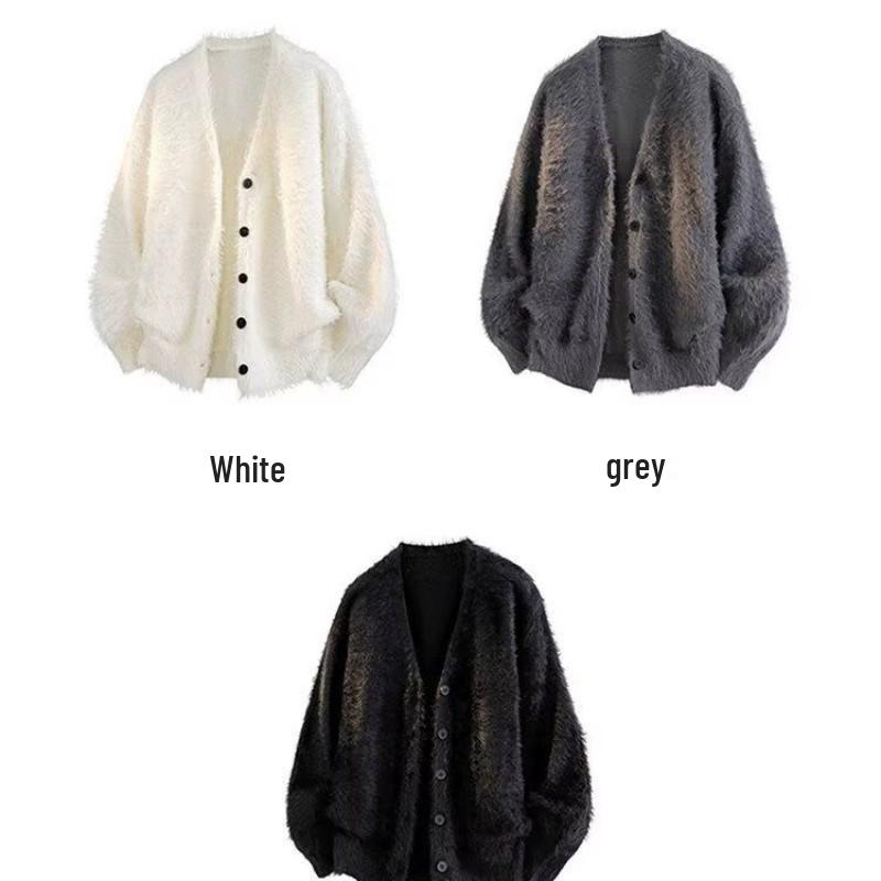 Męski sweter kardigan Retro z dekoltem V na jesień/zimę 2025 - Swobodny dzianinowy jednolity kolor Okrycie wierzchnie o luźnym charakterze.