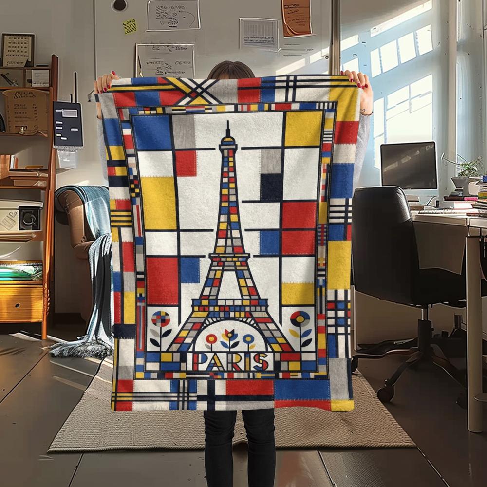 Paris Eiffel Tower Print Flannel Blanket, High quality Comfortable for All Seasons, Home Decor, Warmth and Comfort, Perfect for Christmas Gifts94