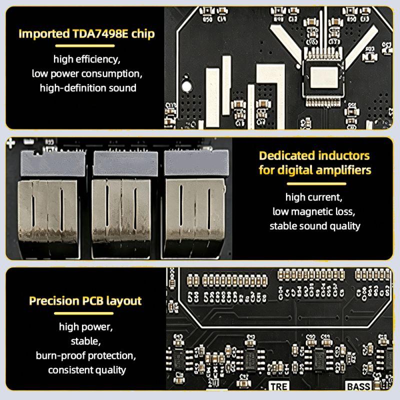 TDA7498E Bluetooth Power Amplifier Board with Subwoofer 2.1 Channel 15V-36V Audio Power Amplifier Module