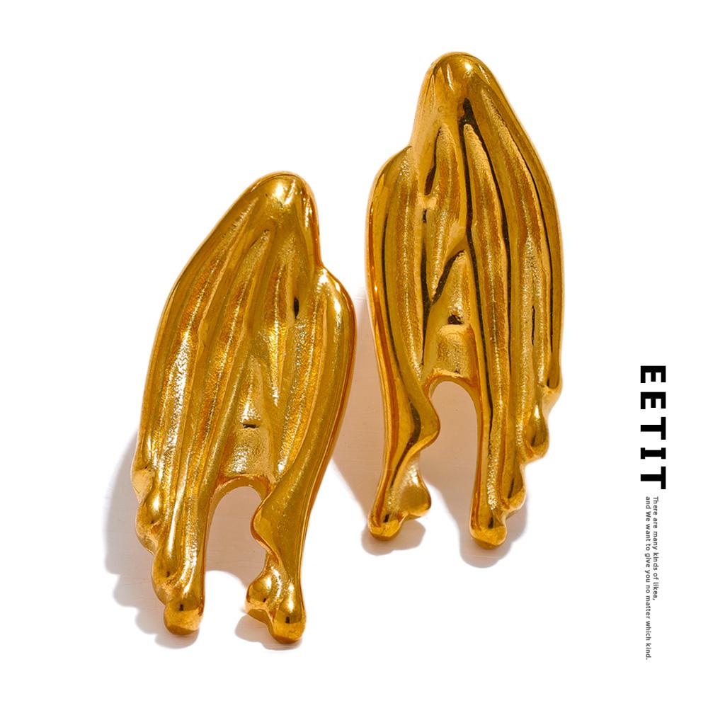 

Eetit эффектные серьги из нержавеющей стали с необычным геометрическим рисунком, креативные металлические серьги с текстурой, устойчивые к ржавчине, очаровательные модные ювелирные изделия, шпильки, подарок