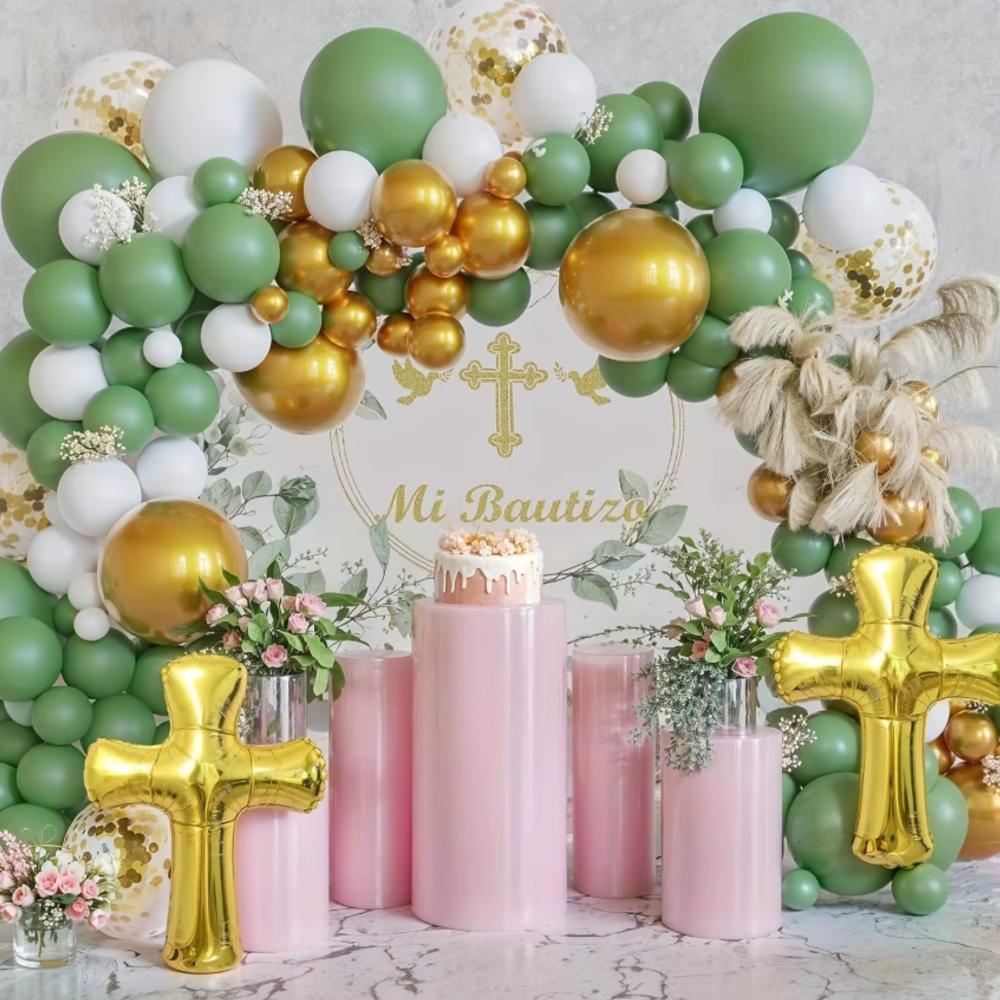 Ballons Erste Heilige Kommunion Zubehör Dekorationen Ballon Weiß Grün [Balony1]