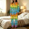Women's Casual Long Sleeve Set with Pants, Holiday Print, Comfortable Loungewear for Home