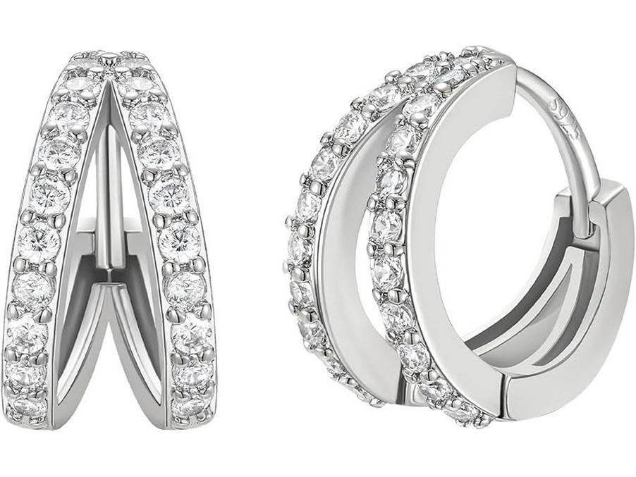 High-End Rainbow Double Ring Diamond Earrings for Women