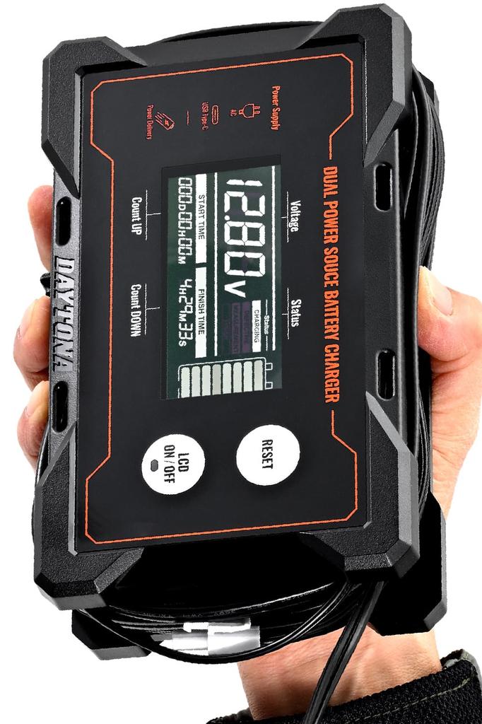 Daytona Motorcycle 12V Portable Power Supply with 37802 Charger, Only, Compatible, Display,