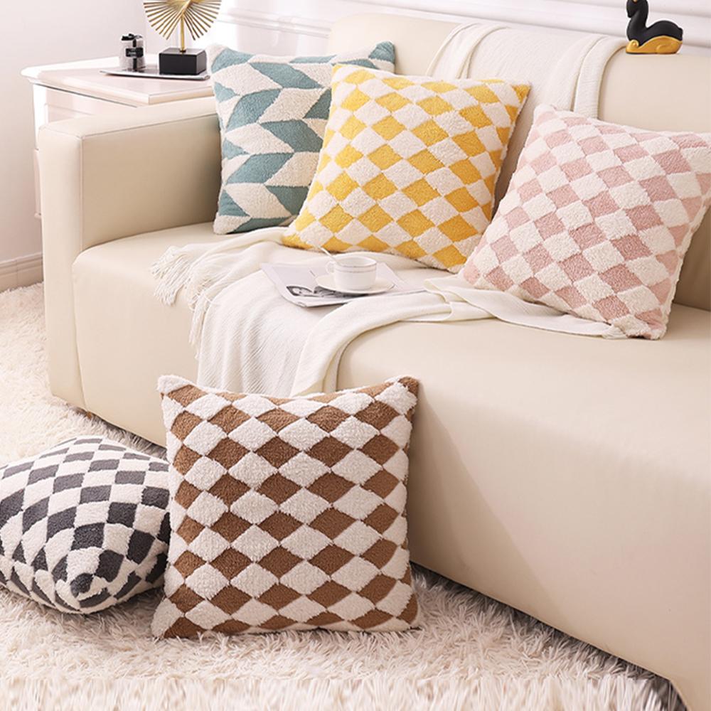 1 szt. Geometryczna pikowana miękka pluszowa poszewka na poduszkę do salonu, sofy, biura, zagłówka, samochodu 18*18 cali